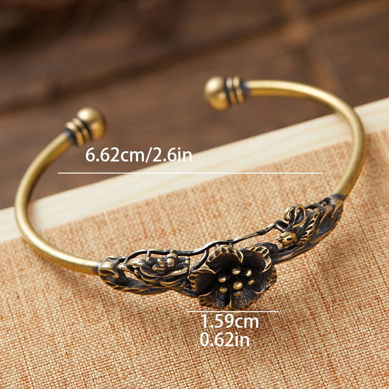 Vintage Ethnic Handmade Flower Bracelet Womens Classic Botanical Series Gold Colour Bangle Jewellery Daily Hundred with Pieces 250811