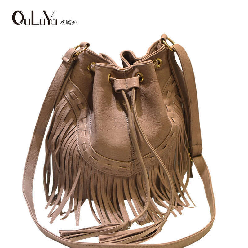 Casual Drawstring Handmade Tassel Bucket Single Shoulder Crossbody Guangzhou Women's Trendy Bag