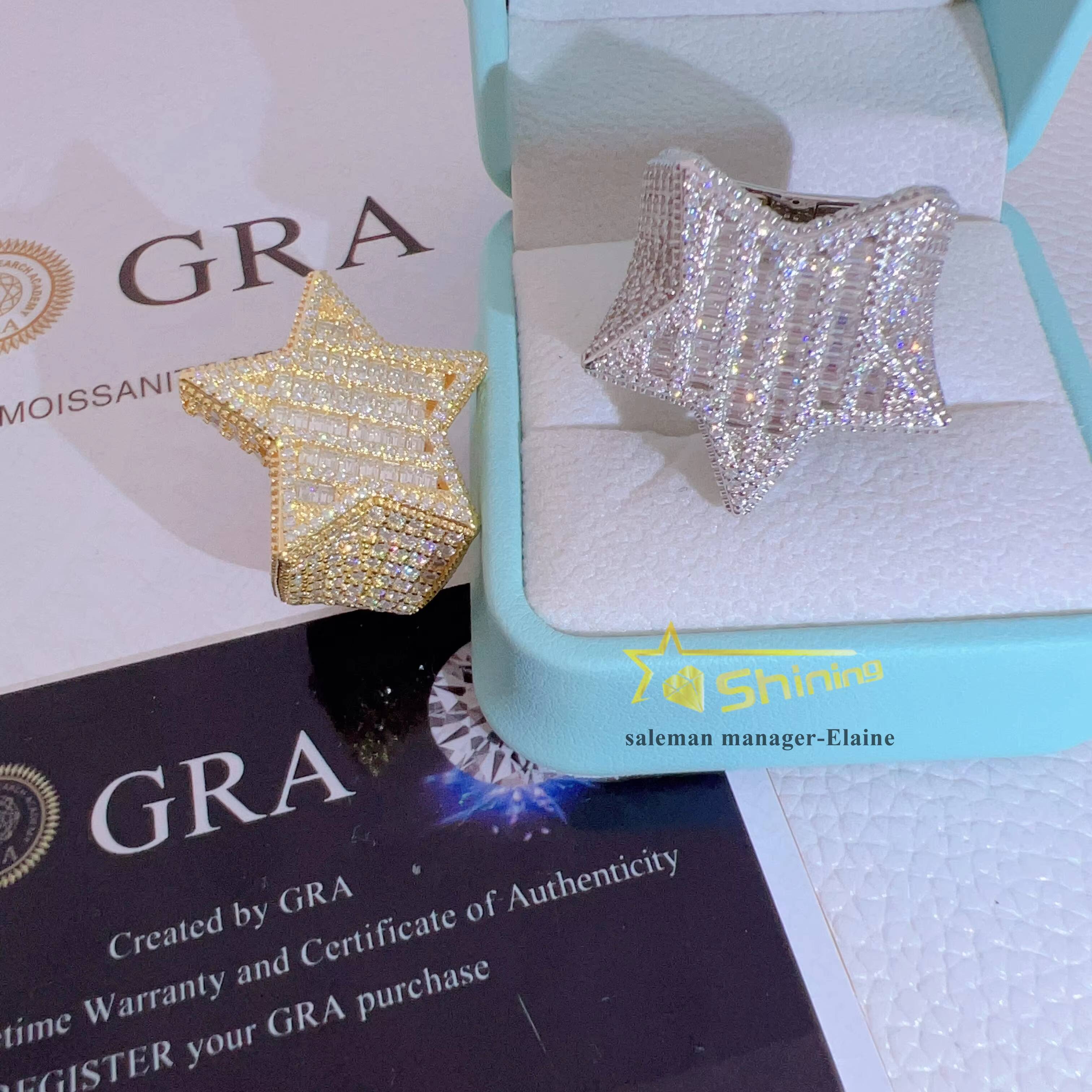 Gra Certificate Fine Jewelry Custom Vvs Moissanite Mens Sterling Silver Rings