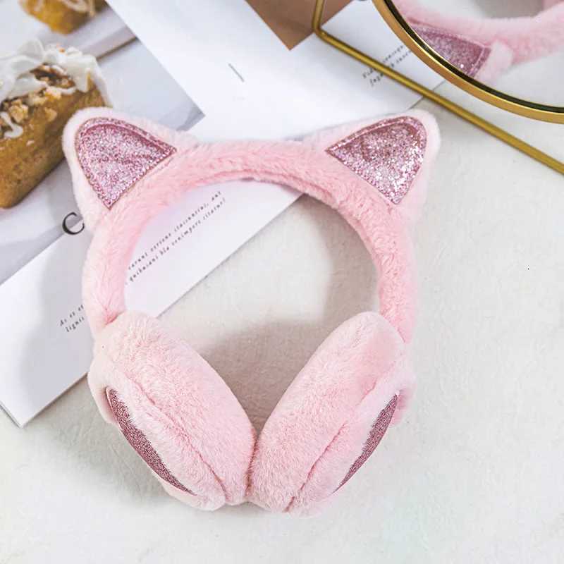 Autumn Winter New Thermal Earmuffs Spot Wholesale Thick Pink Heart Plush Retractable Cat Ears Childrens Earmuffs Women Comfort XJ250812