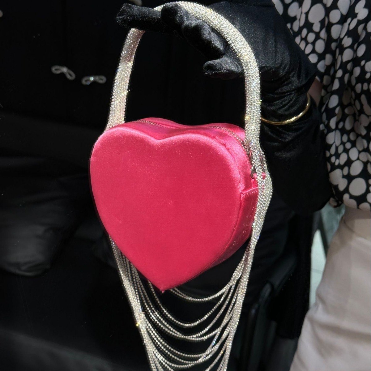 trend new laser bag elegant heart shaped claw shaped diamond tassel handbag designer bag shoulder bag women s crossbody bag