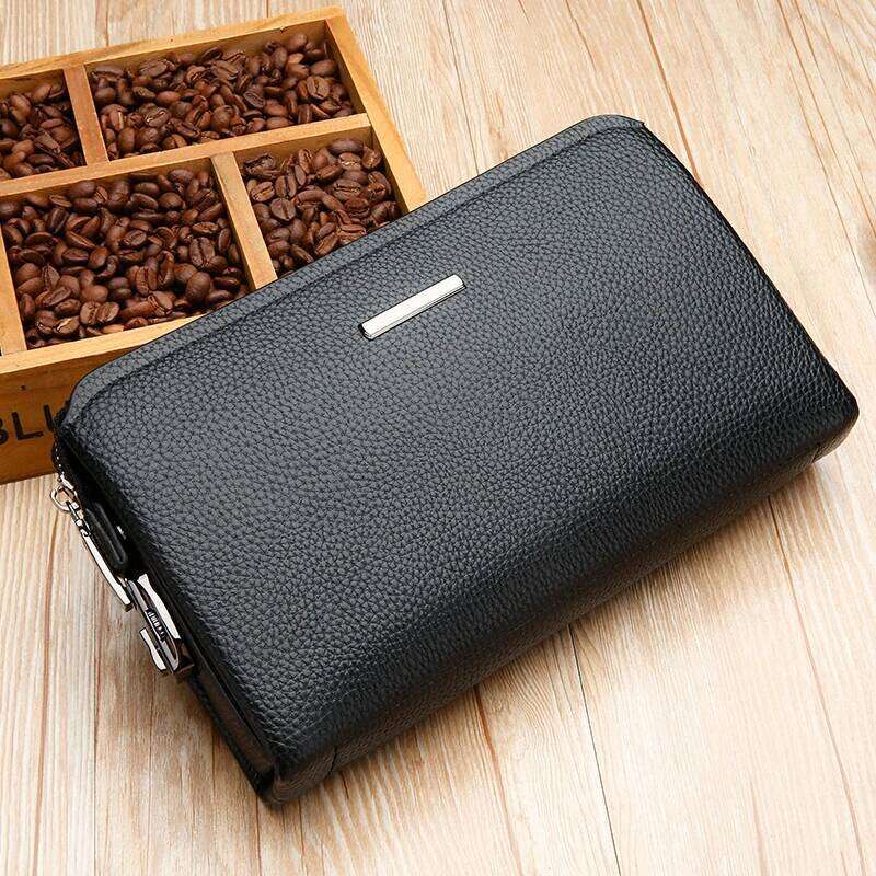 Cowhide genuine leather Password lock design men's wallet hand-held card handbag bags designer bag