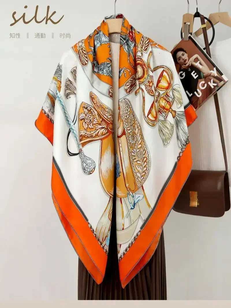 High-end Elegant Womens Beautiful Horse Formation Printed Quty 140CM Twill Silk Hand-rolled Edge Large Square Scarf Blanket Shawl-1 G250818