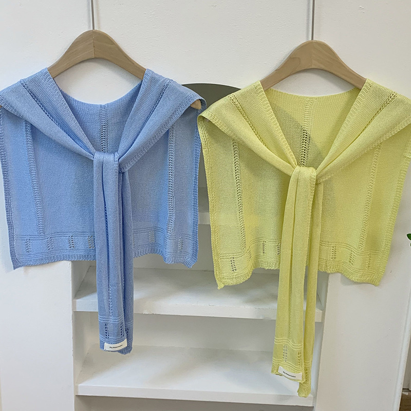 K1638 Shawl knitted high-end new style solid color breathable and comfortable hollow cross shawl outer wear small waistcoat cape women