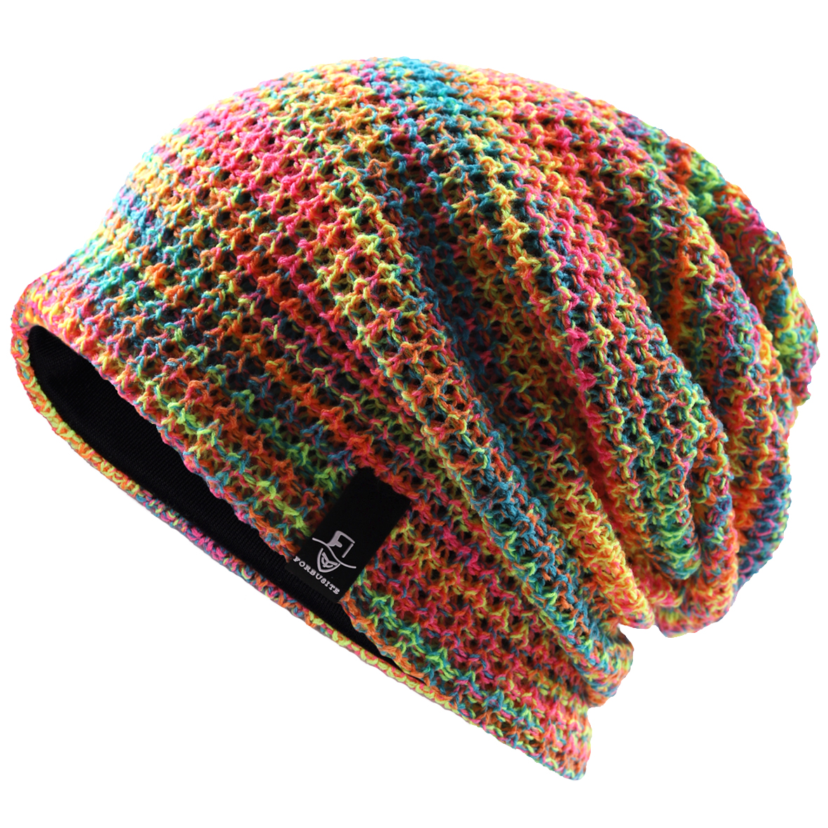 Multicolor Knit Slouchy Beanie Hat for Women & Men - Lightweight Breathable Baggy Skull Cap for Spring Summer Autumn Streetwear