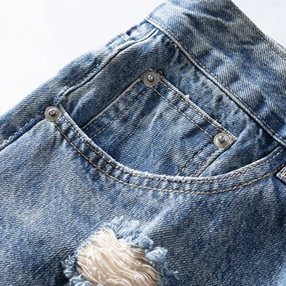 Fashion Mens Ripped Jeans Sewing Distressed Flared Denim Pants Harajuku Streetwear Blue Jeans for Men X250812