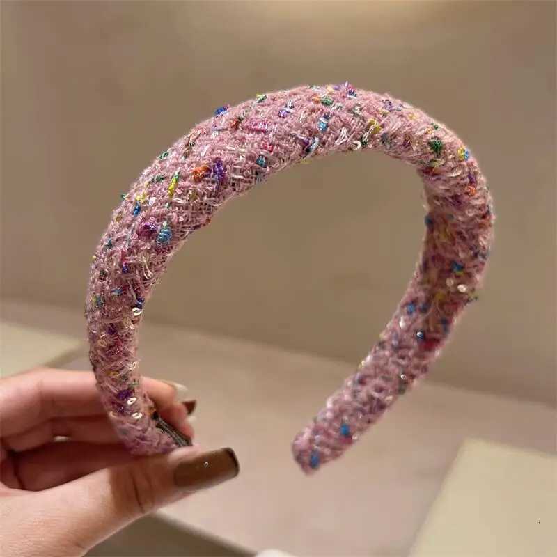 Sweet Wide-brimmed Sponge Hair Band for Women Hot Fashion Band Tweed Fabric Hoop Hairband Y2k Girls Hair Accessories X250812