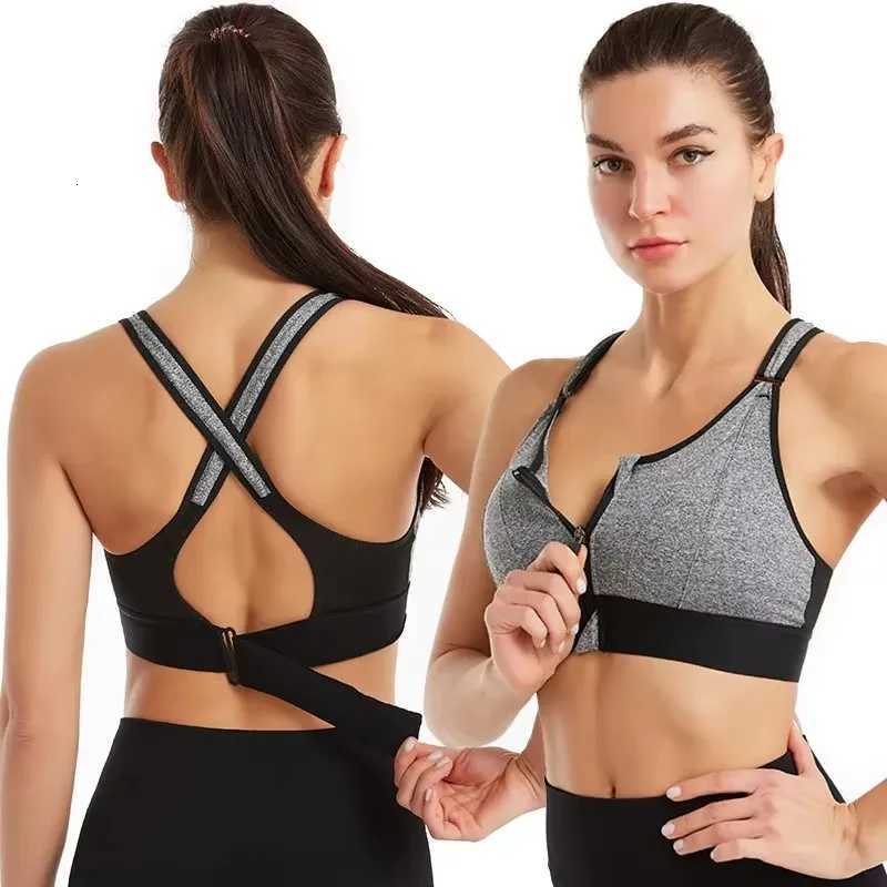 Sports Bras For Women Front Zipper Adjustable Strap Shockproof Elastic Fitness Athletic Sports Bra Slim Crop Top Z250812