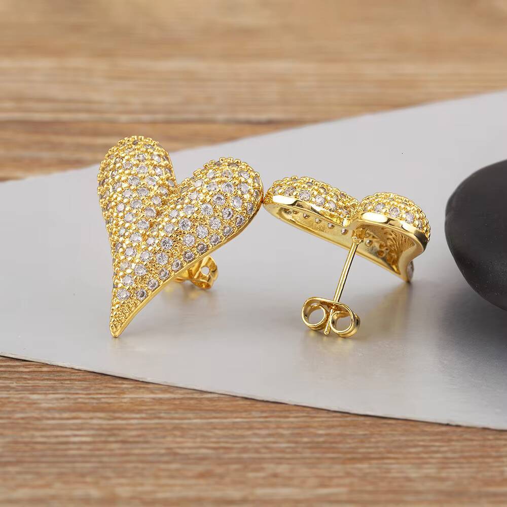 Fashionable Love Heart Shaped Earrings for Women; Sparkling Moissanite 925 Silver Luxury Ear Jewelry; Party