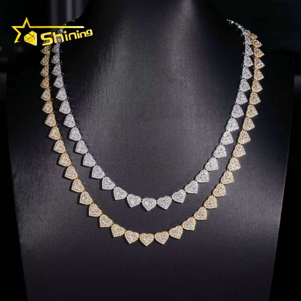 Custom Chains Hip Hop Jewelry Sier Heart Shape Moissanite Cuban Link Chain Pass Dia Tester Iced Out Necklace Men