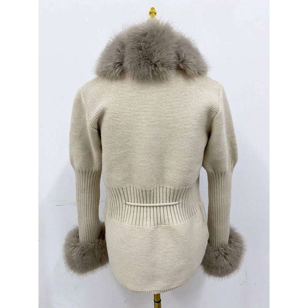 ZADORIN Fall Winter Women Coat Knitted Sweater Cardigan Detachable Collar White Pink Jacket Faux Fur Coats MDNG 20250811