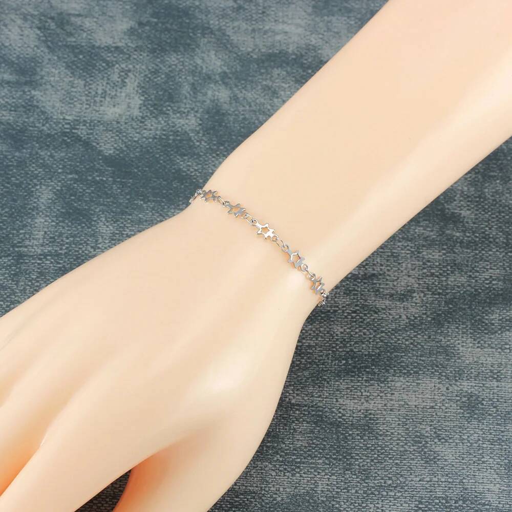Stainless Steel Chain Bracelet For Women Sier Gold Color Charm Cross Star Female Trendy Jewelry Wholesale 7 8 9 Inch