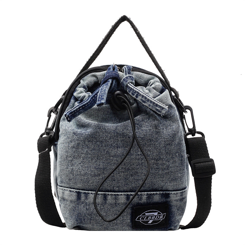 Casual Phone for Women New Versatile Small Drawstring Handheld Bucket Denim Crossbody Bag