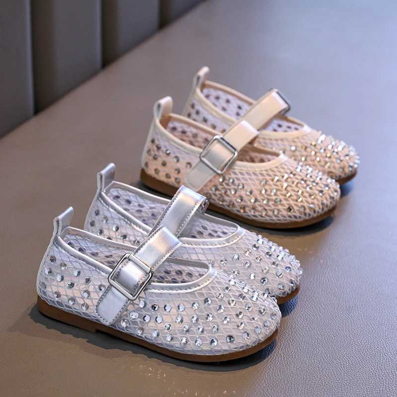 Kids Luxury Shoes 2025 Summer New Girls Casual Shoes Soft Bottom Childrens Fashion Dress Flat Shoes Rhinestone Versatile Soft XJ250812