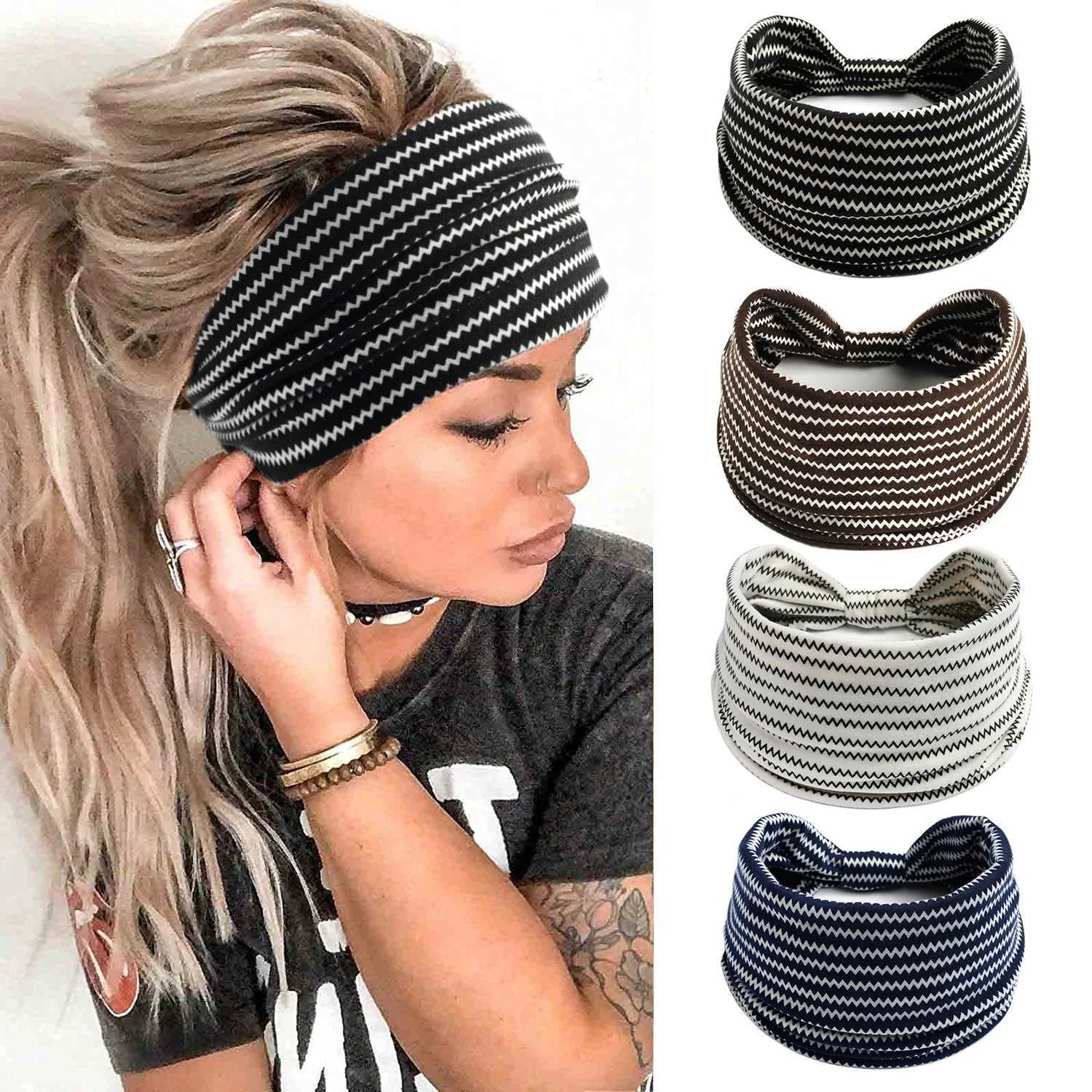 Fashion Solid Color Wide Edge Cotton Yoga Sweat Absorbing Wen Girl Band Piece Turban Bandage Hair Accessories Wear X250812
