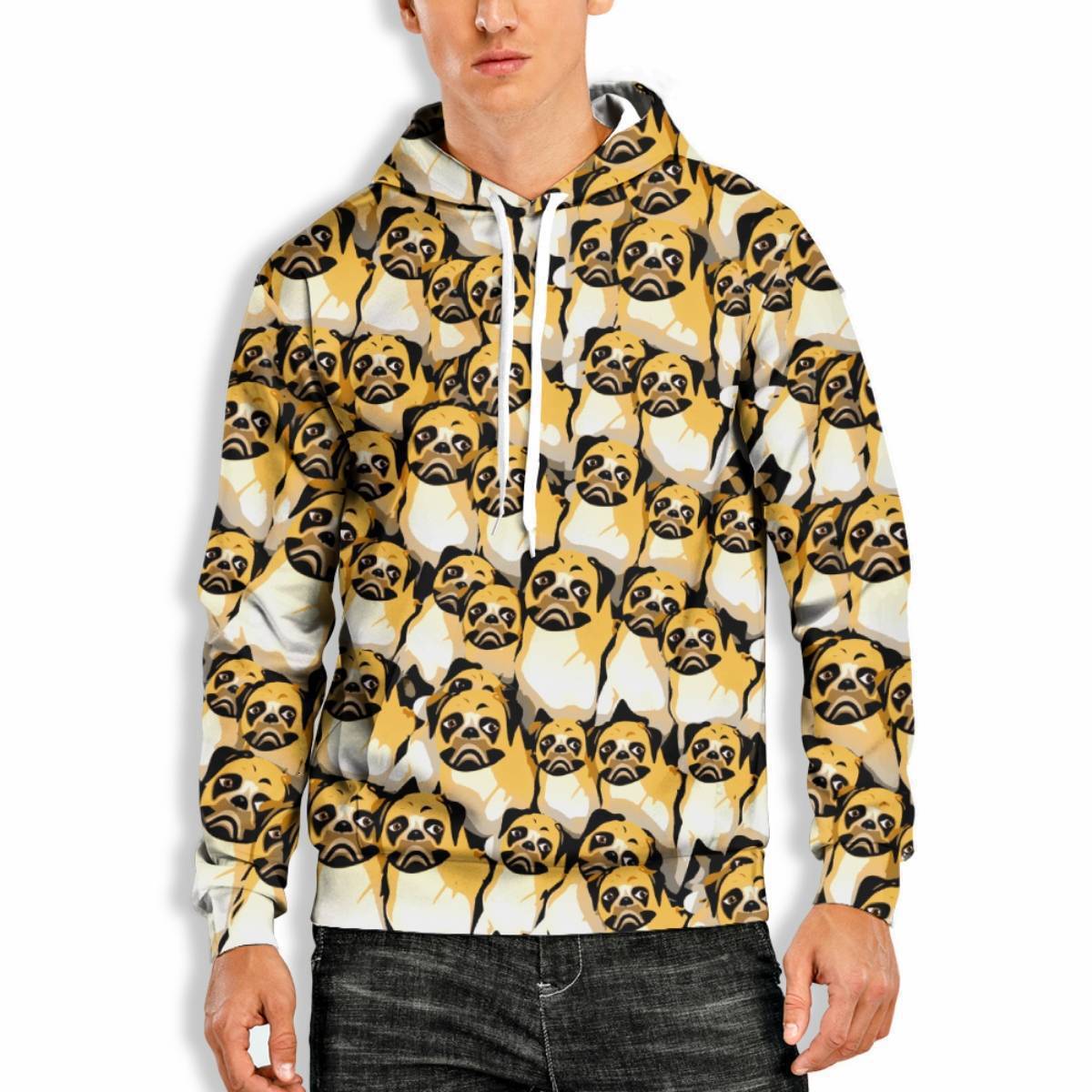 New Spring and Autumn 3D Digital Printing Pug Men's Casual loose Sweatshirt