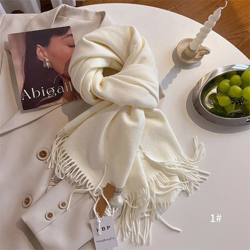 Winter Wool Scarf Women Cashmere Warm Pashmina Foulard Female Shawls Wraps Thick Soft Bufanda Scarves Stole 250812