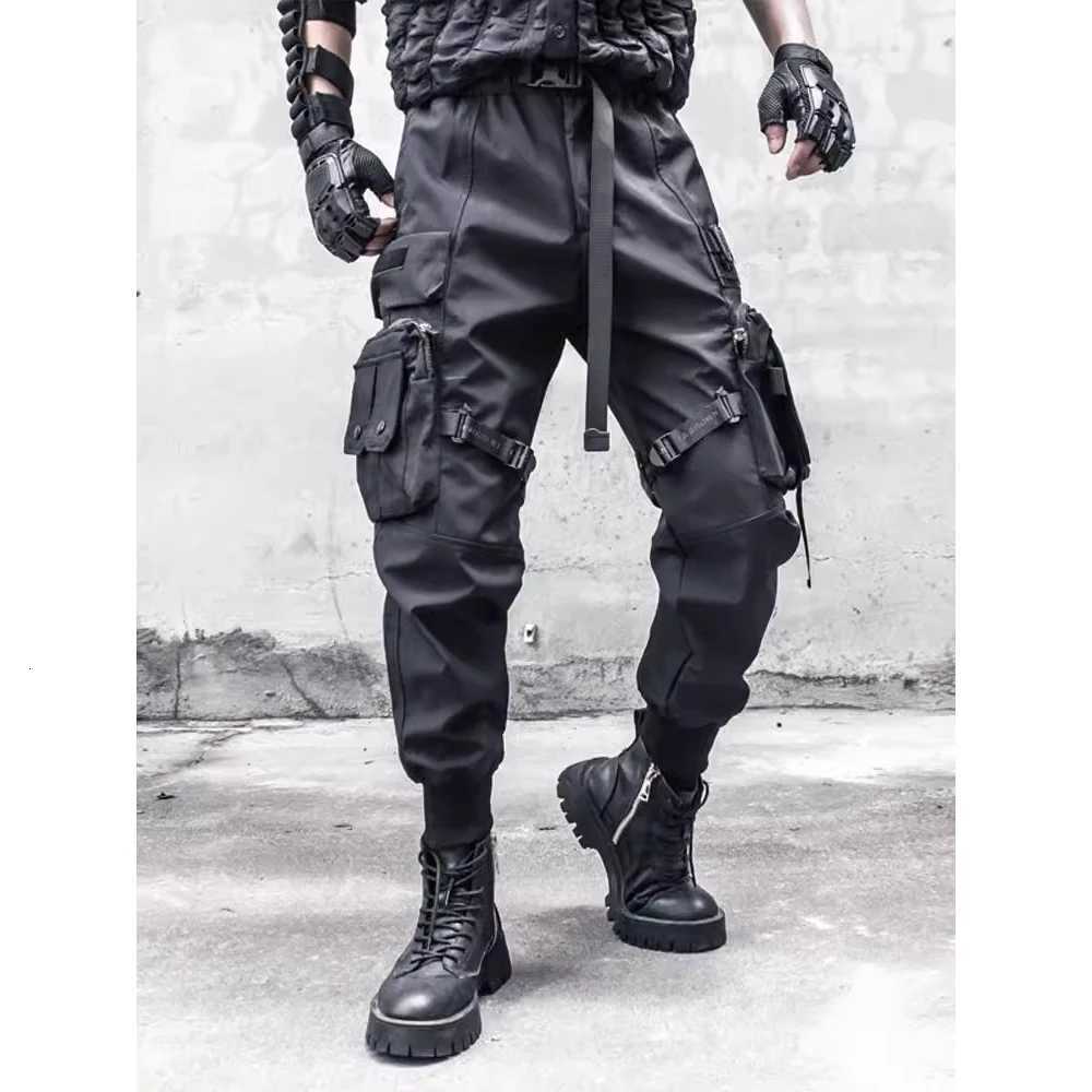 2024 Tactical Cargo Pants Men Fashion Multi Pocket Functional Trousers Elastic Waist Hip Hop Streetwear Pants Black X250812