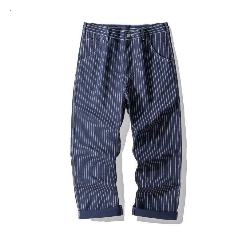 100% Cotton Color Denim Railway Worker Pants Amekaji WABASH Striped Workwear Canvas Pants American Vintage Straight X250812