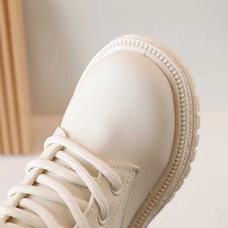 2024 Autumn New Children Ankle Boots for Girls White Fashion Leather Shoes Student Non-Slip Short Boots Versatile Kids Shoes XJ250812