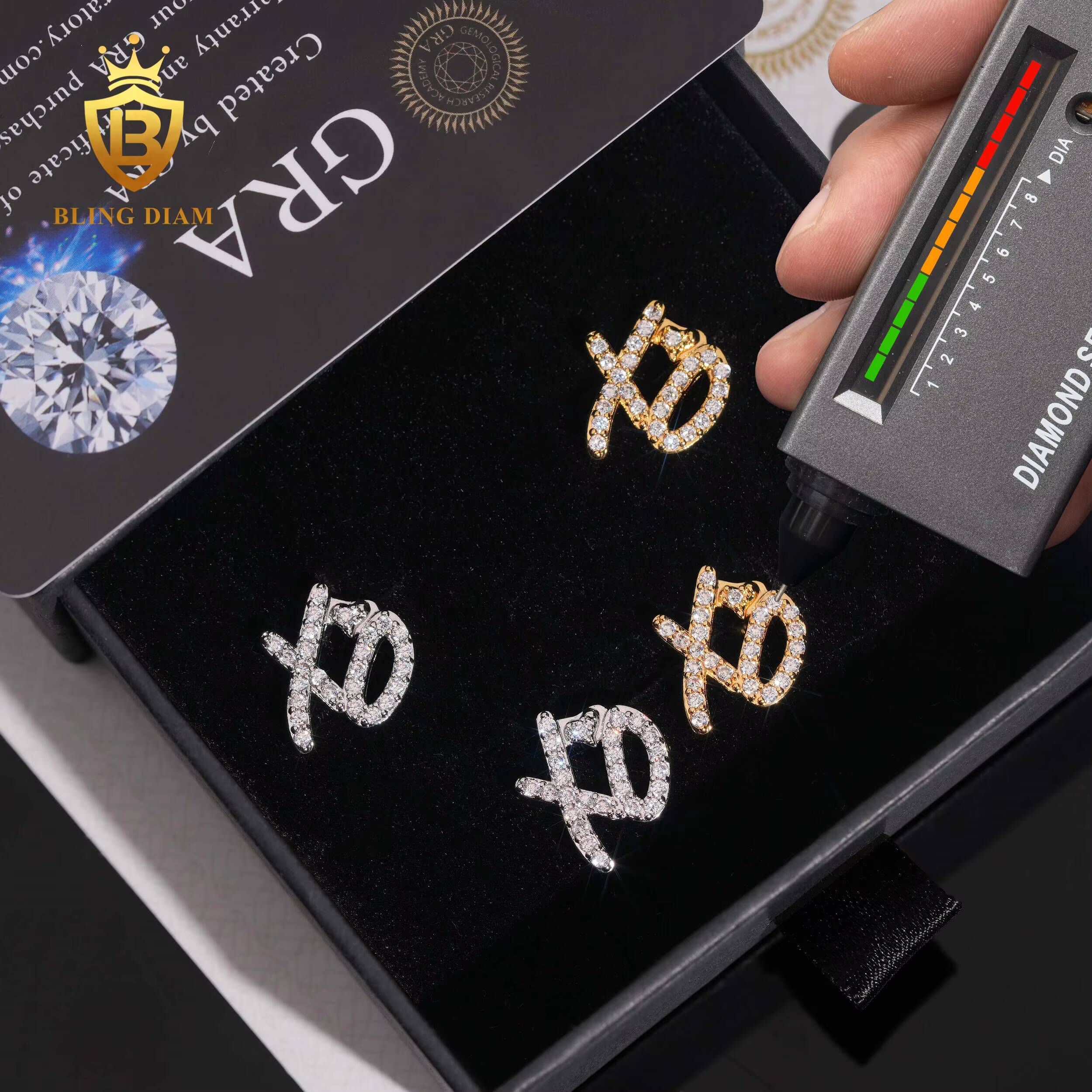 Hip Hop 925 Sterling Silver Earrings Fashion Moissanite Hip Hop Earring VVS Iced Out Moissanite Pass Diamond Test