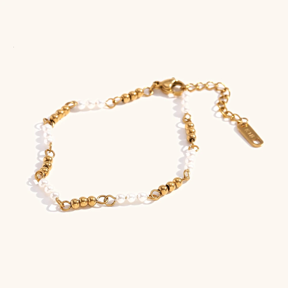 La.Muses Beaded Pearl Stainless Steel Womens Bracelet Fashion Waterproof Daily Premium Jewelry Gift 250807