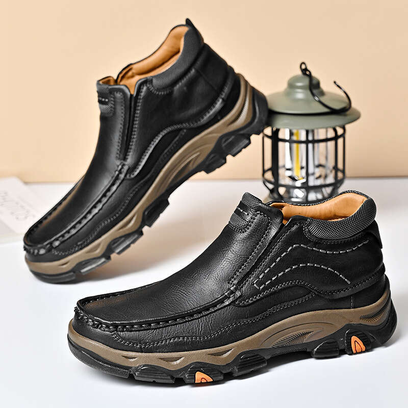 Large Size Thick Sole Wear-resistant Shoes Winter Leather Boots Men's Style