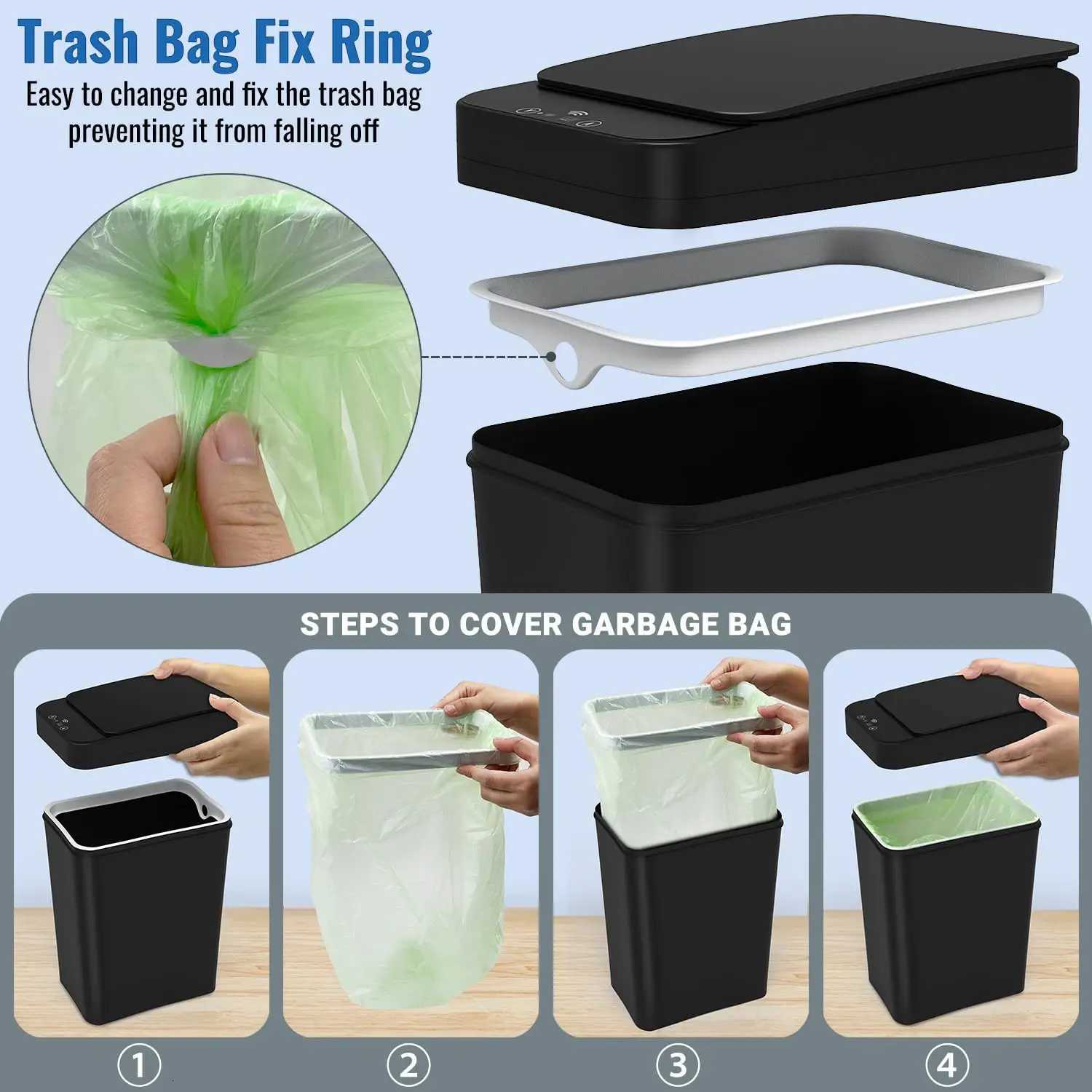 12L Automatic Motion Sensor Touchless Waterproof Trash Can with Lid Smart Electric Trash Can for Kitchen Y250812