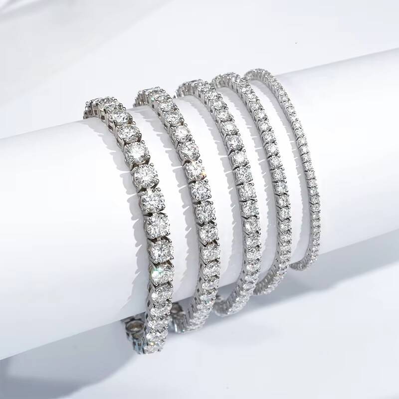 Hot Sell Moissanite Tennis Chain 3mm 4mm 5mm Best Color VS VVS Clarity Moissanite Silver S925 Tennis Bracelet