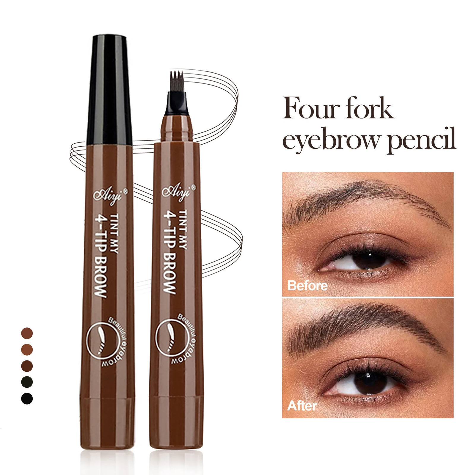 5 Colors 1pc Eyebrow Pen Waterproof 4 Split Tip Eyebrows Pen Eyebrow Tattoo Pen Waterproof Liquid Black Eyebrow Makeup Pencil 250809