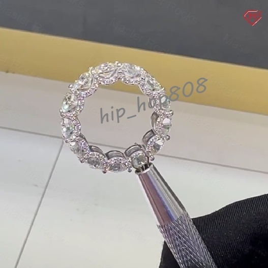 Hip Hop Moissanite Ring Eternity Timeless Iced Out Prong Setting 925 Sterling Silver Men Ring Engagement Ring