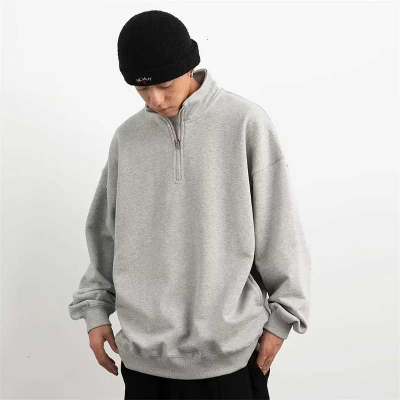 2024 New Half Zipper Design Sweatshirts For Men Autumn Y2K Vintage Stand Collar Pullover Hoodies Korean Fashion Casual sudadera Y250811