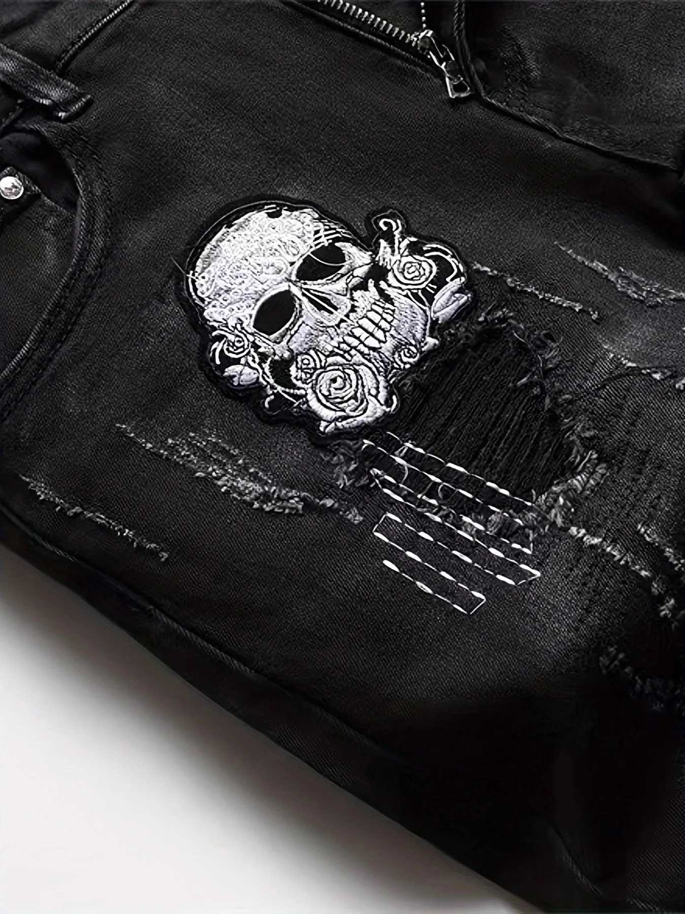 European and American new washed hole Zhangzai trendy fashion jeans X250812