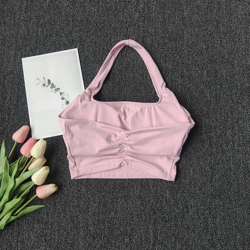 Sports Vest for Women Wearing Chest Pad Shockproof Fitness Bra with Neck Halter Fast Drying Beautiful Back Underwear Summer Z250812