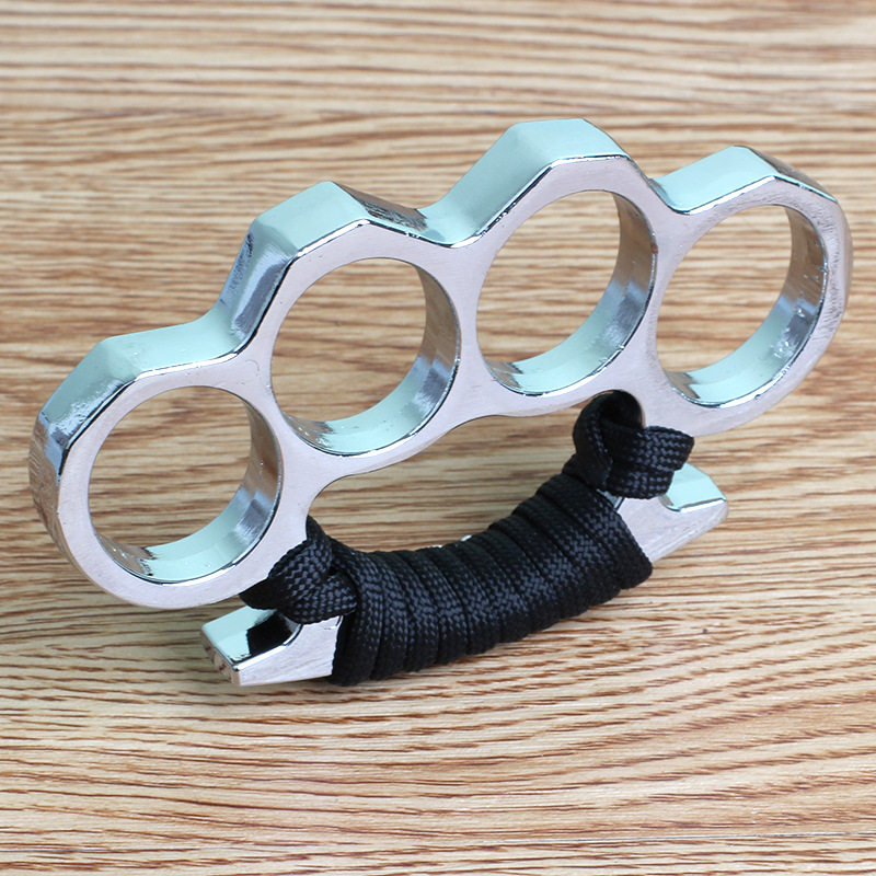 Thickened Four-finger Fist Buckle Iron Fist Plus Hard Alloy Brass Knuckle Fighting Breaking Boxing Tool