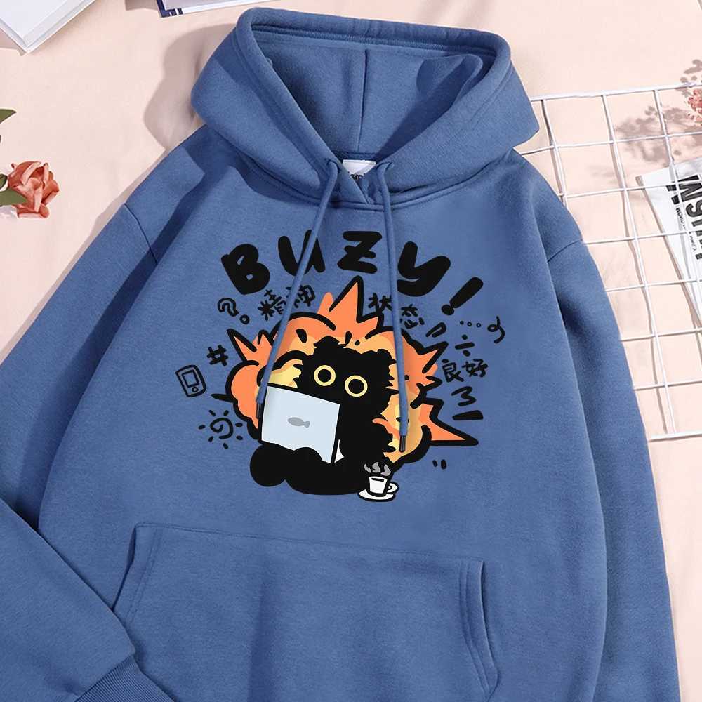 Stable State Fun Cat Hoodies Men Women Fashion Loose Hoody Casual Fleece Autumn Streetwear Harajuku Pullover Streetwear Couple Y250811