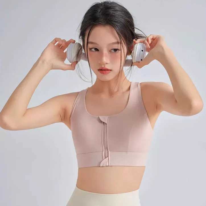 2024 Womens High Impact Sports Bra with Front Zipper Built-in Fixed Cups Shockproof Push Up for Running Training Z250812