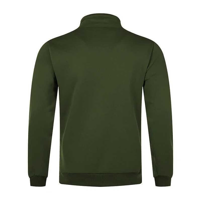 Male Sweatshirts Spring Fall Thick Half - Zipper Solid Color Turtleneck Pullover for Outdoor Activity Y250811