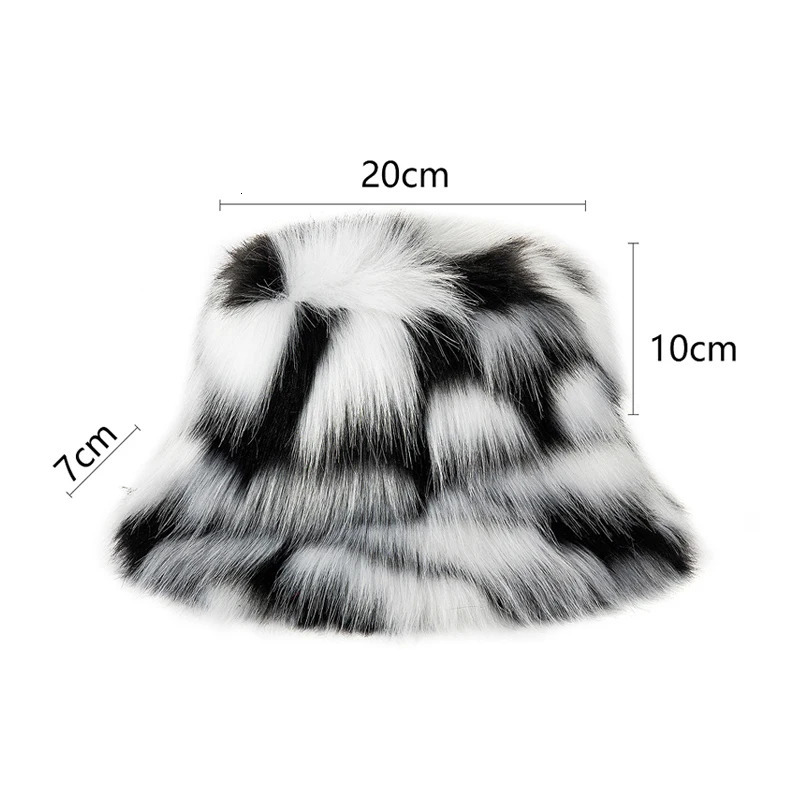 Winter Fashion Fluffy Faux Fur Bucket Hat Womens Elegant Thick Fishermans Hats Outdoor Girls Wide Brim Panama Cap 250808