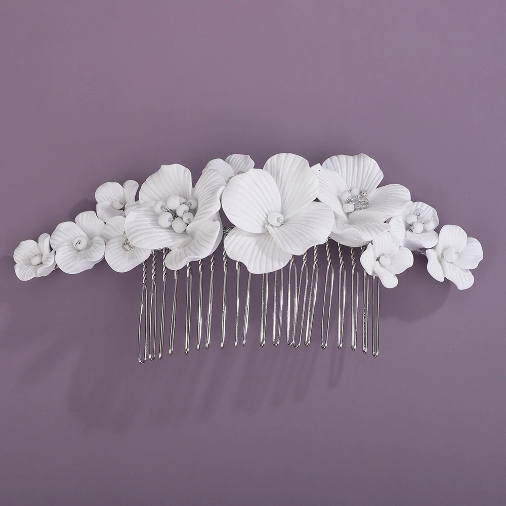 Silver Women Flower Hair Comb Gold Crystal Bridal Piece Handmade Wedding Accessories Jewelry 250804