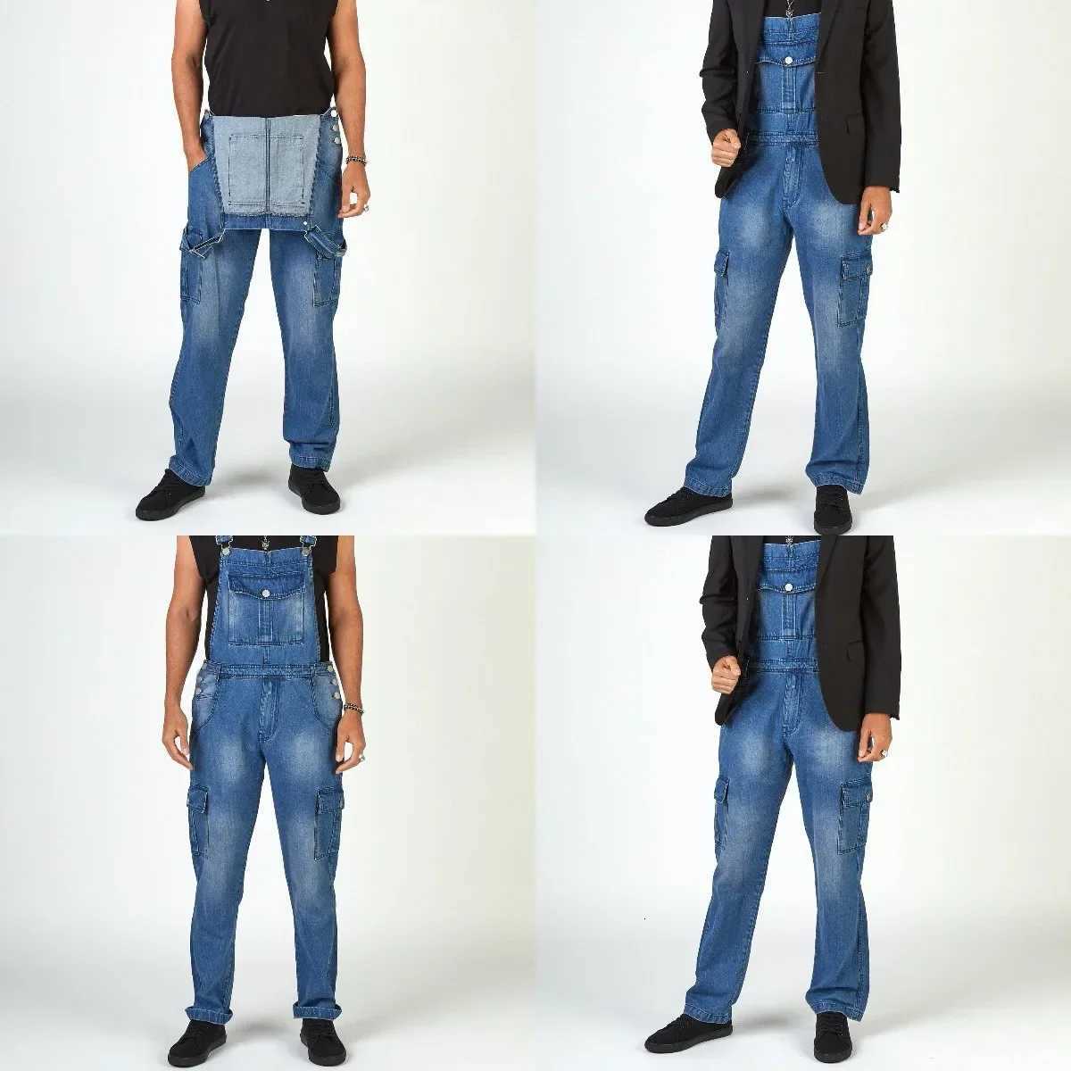 Mens Overalls Pockets Jeans Jumpsuit Autumn 2025 Mens Casual One Piece Long Denim Pants Slim Splice Straight Rompers Long Jeans X250812
