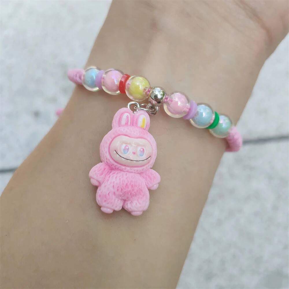 Fashion Cute Cartoon Rope Chain Elastic Handmade Bracelet for Women Girls Birthday Party Daily Friend Gift Adjustable Bangle