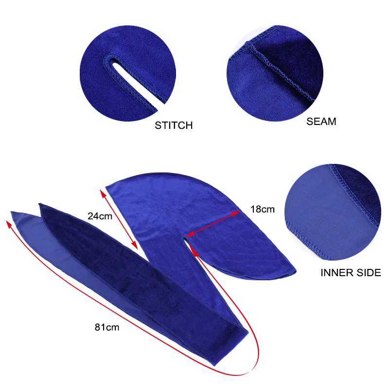 New Unisex Velvet Durags Bandana Turban Hat for Men and Women Breathable Long Tail Pirate Hats Cap Hip Hop Headband XJ250812