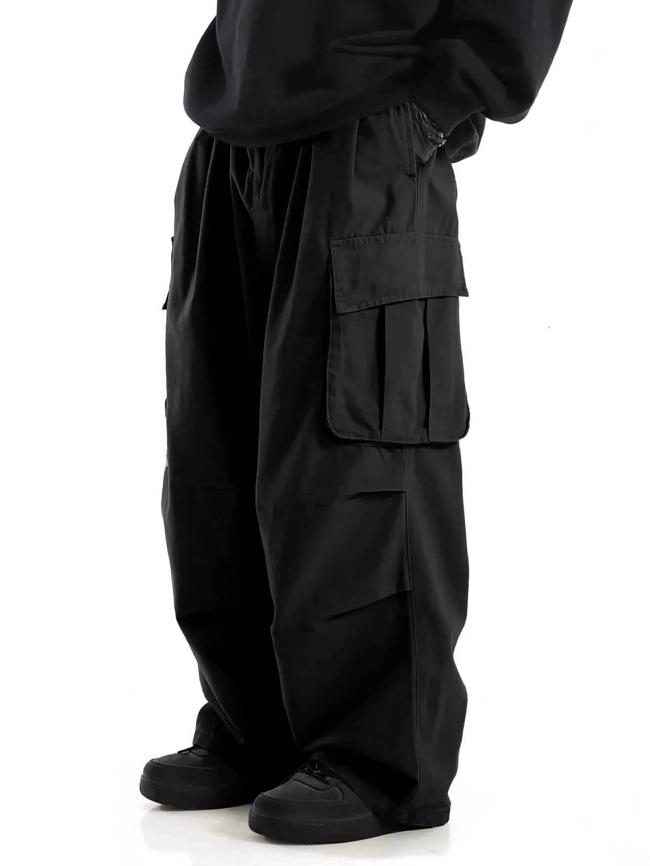 Classic Design Multi Flap Pockets Cargo Pants Mens Loose Fit Drawstring Cargo Pants For Skateboarding Street Outdoor Camping X250812