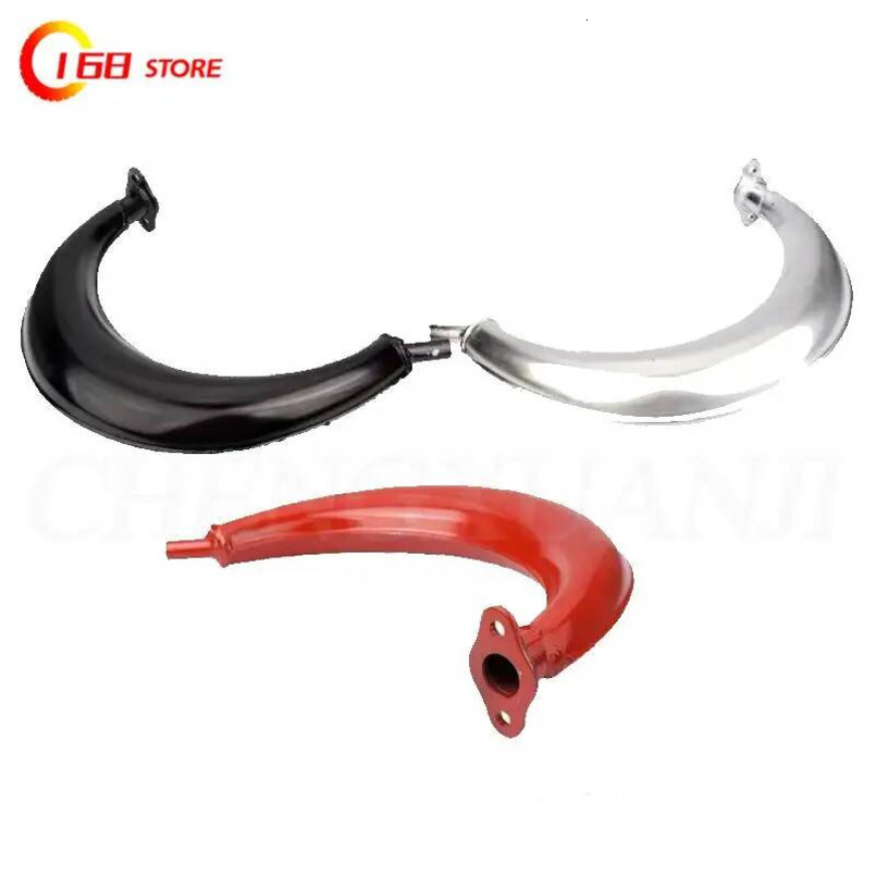 Half Moon Banana Exhaust Muffler Pipe Steel Alloy for 2 Stroke 49cc 60cc 66cc 80cc Engines Motorized Bicycle