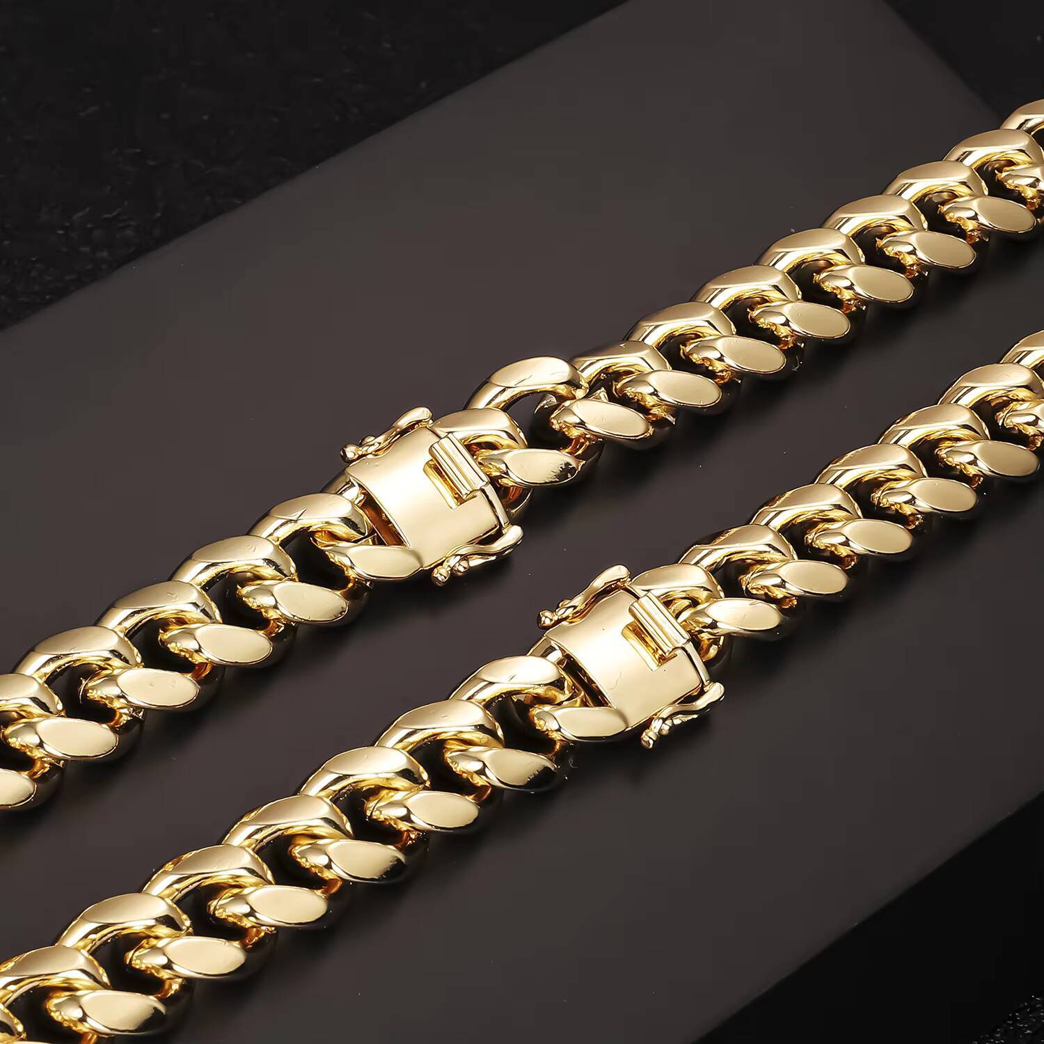 Wholesale 14k Gold Plated High Quality Miami Link Chain Necklace for Men-Classic Cuban Collar Choker 12mm Brass Jewelry