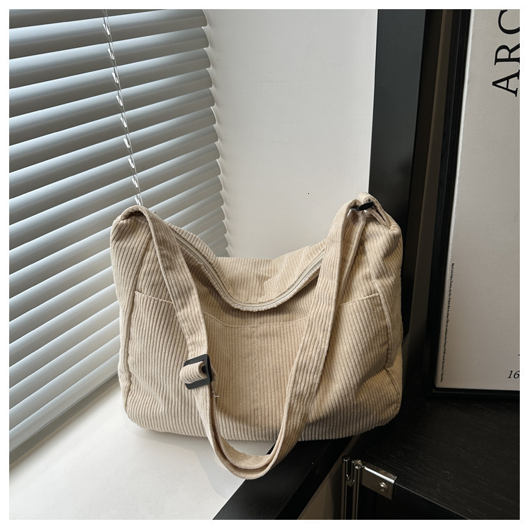 Large Capacity Simple Fresh New Fashion Casual Corduroy Single Shoulder Crossbody Tote Bag for Women ddmymarket