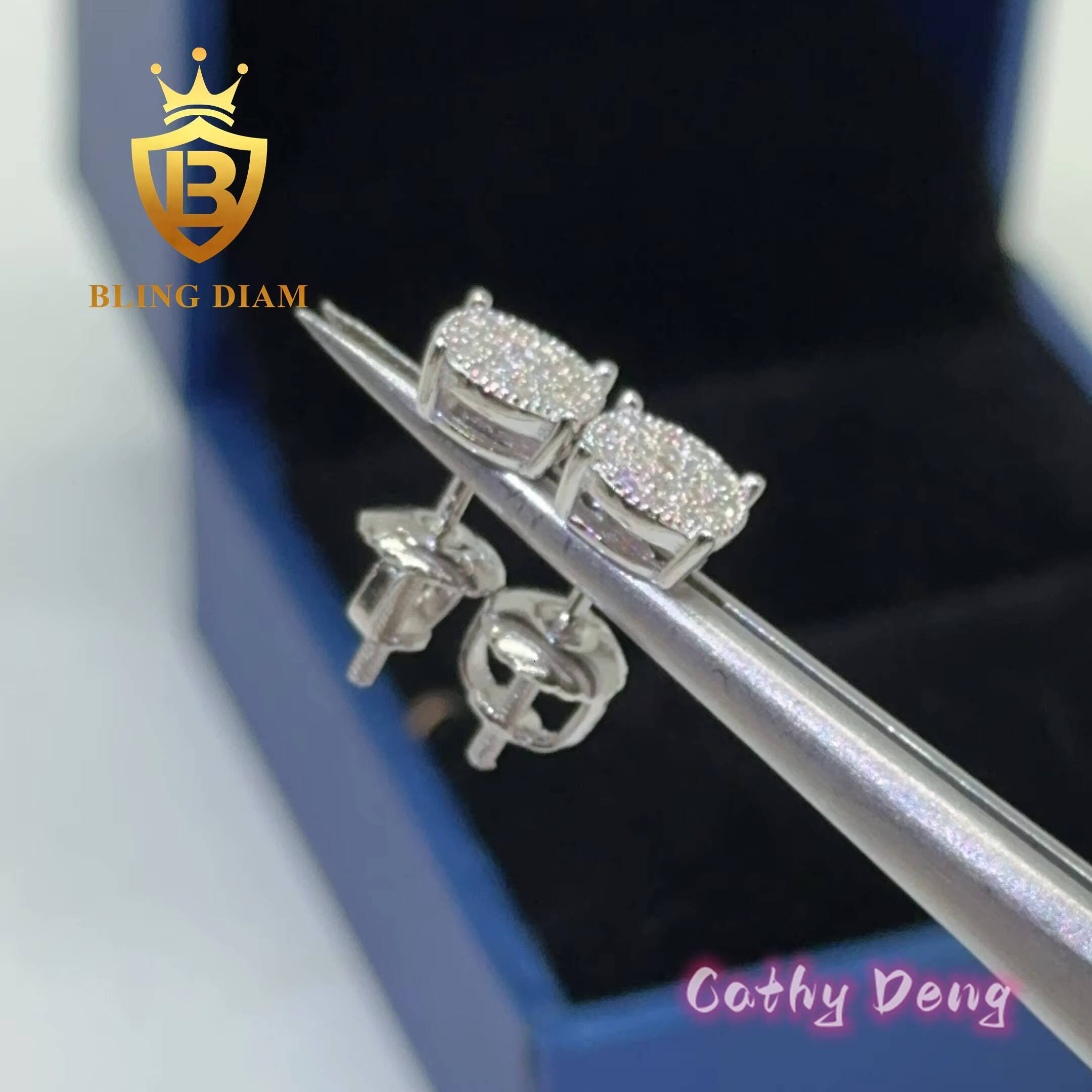 Hip Hop Jewelry Women Earrings Classic Design 925 Silver Moissanite Screw Back Earrings Ice Out Mens Stud Earring