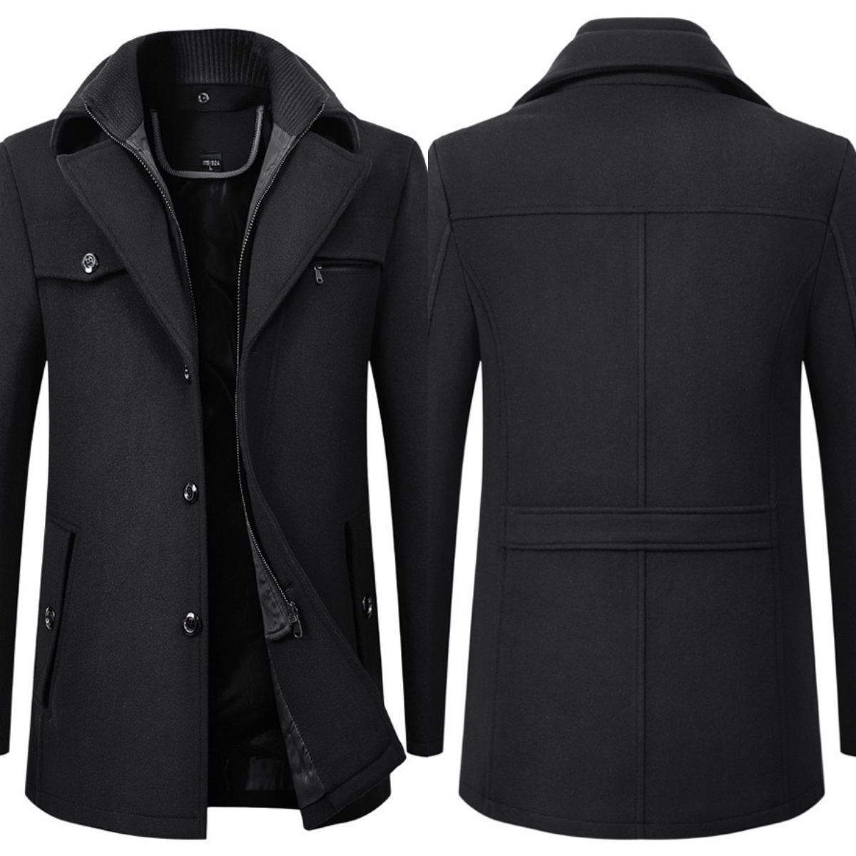 Casual Warm Autumn Winter Woolen Overcoat Stand Collar Single Breasted Windproof Jacket Coat Business Office Work Wear