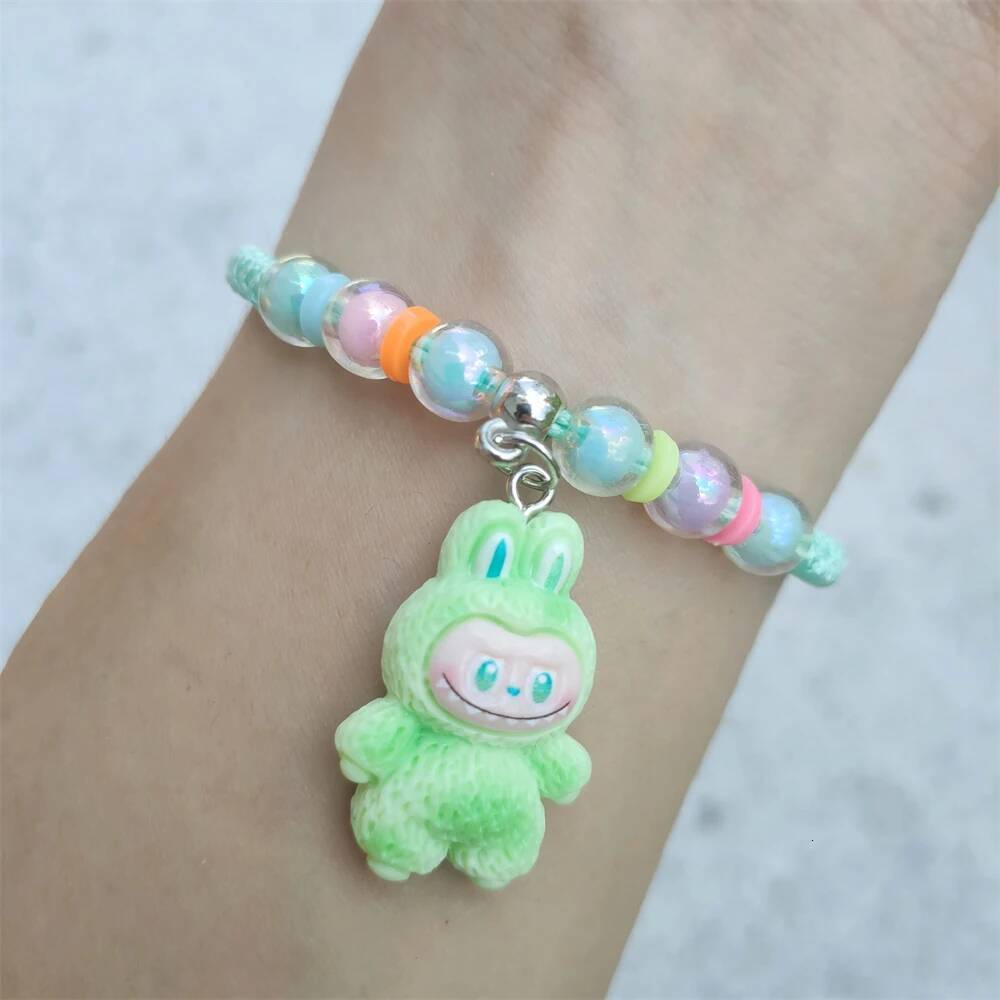 Fashion Cute Cartoon Rope Chain Elastic Handmade Bracelet for Women Girls Birthday Party Daily Friend Gift Adjustable Bangle